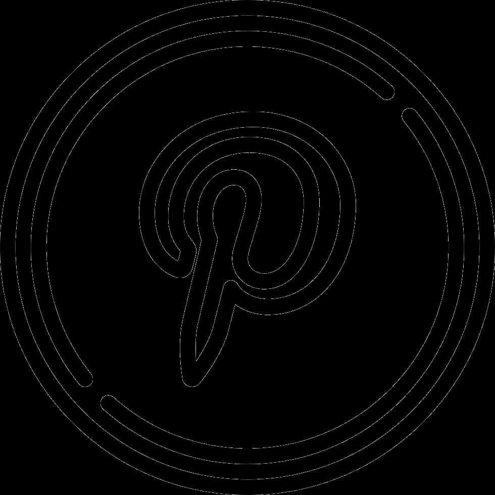 Pinterest Logo Outline Black Background PNG