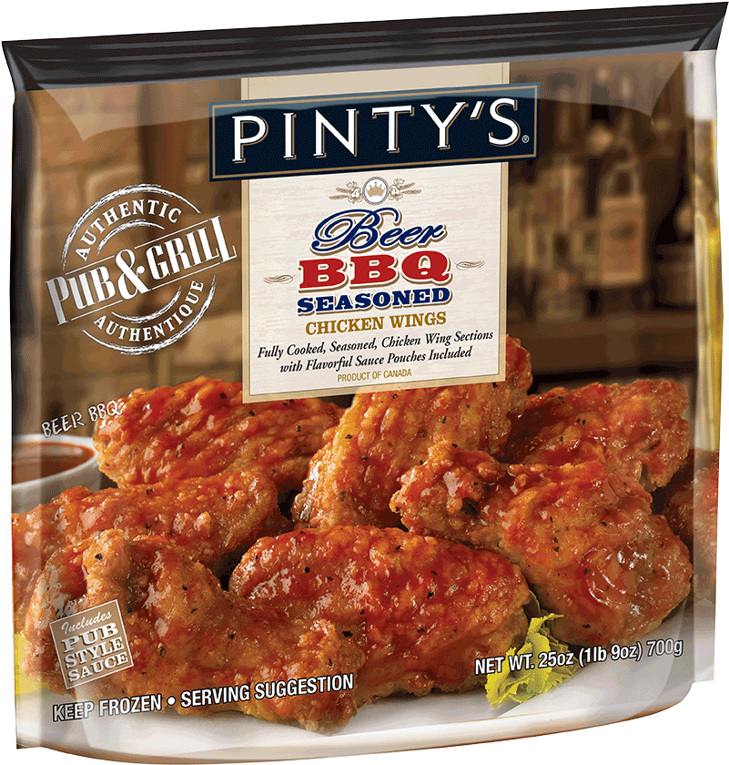 Pintys Beer B B Q Seasoned Chicken Wings Packaging PNG