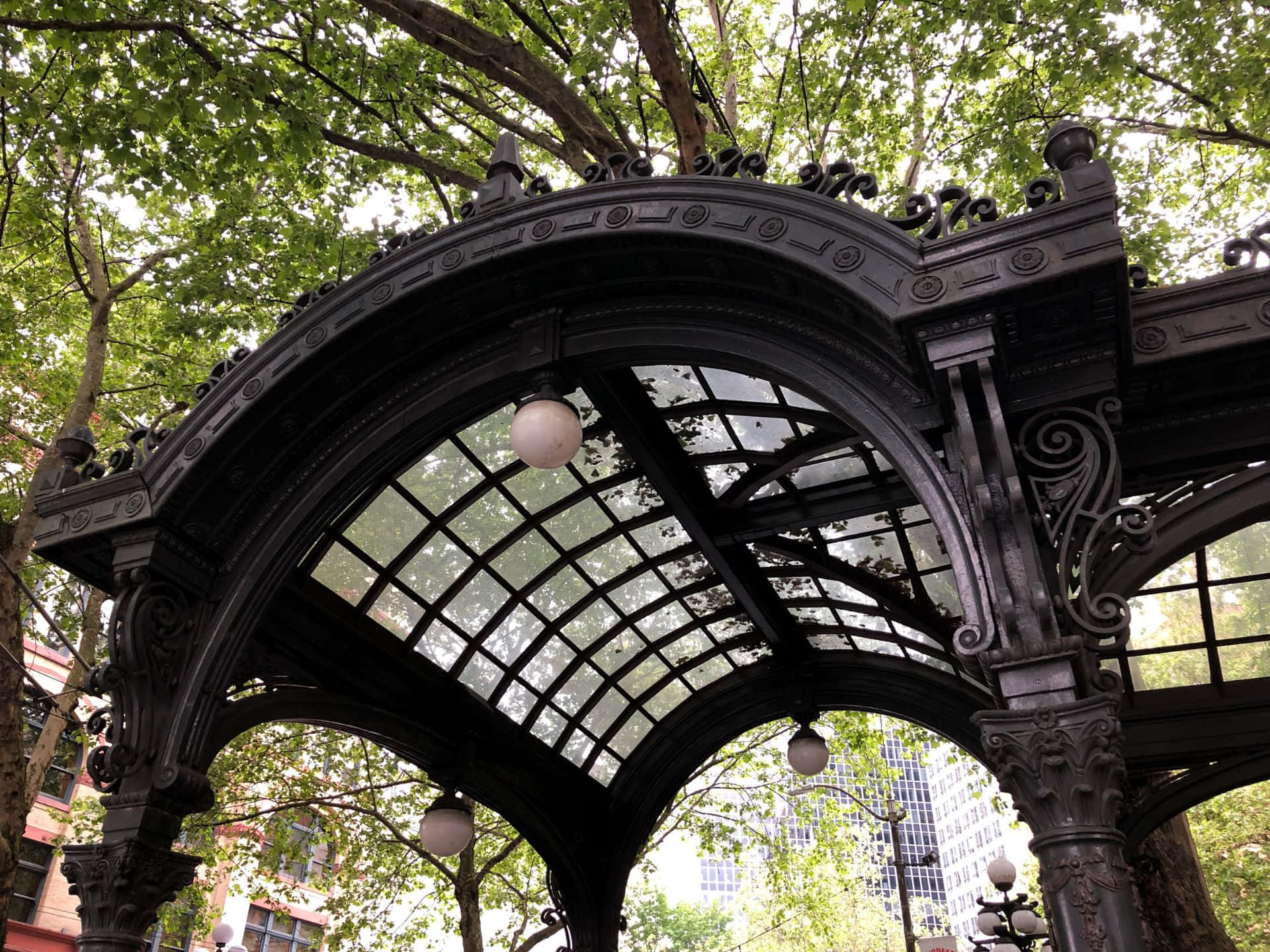 Pioneer Square Seattle Jernpergola Bakgrunnsbildet