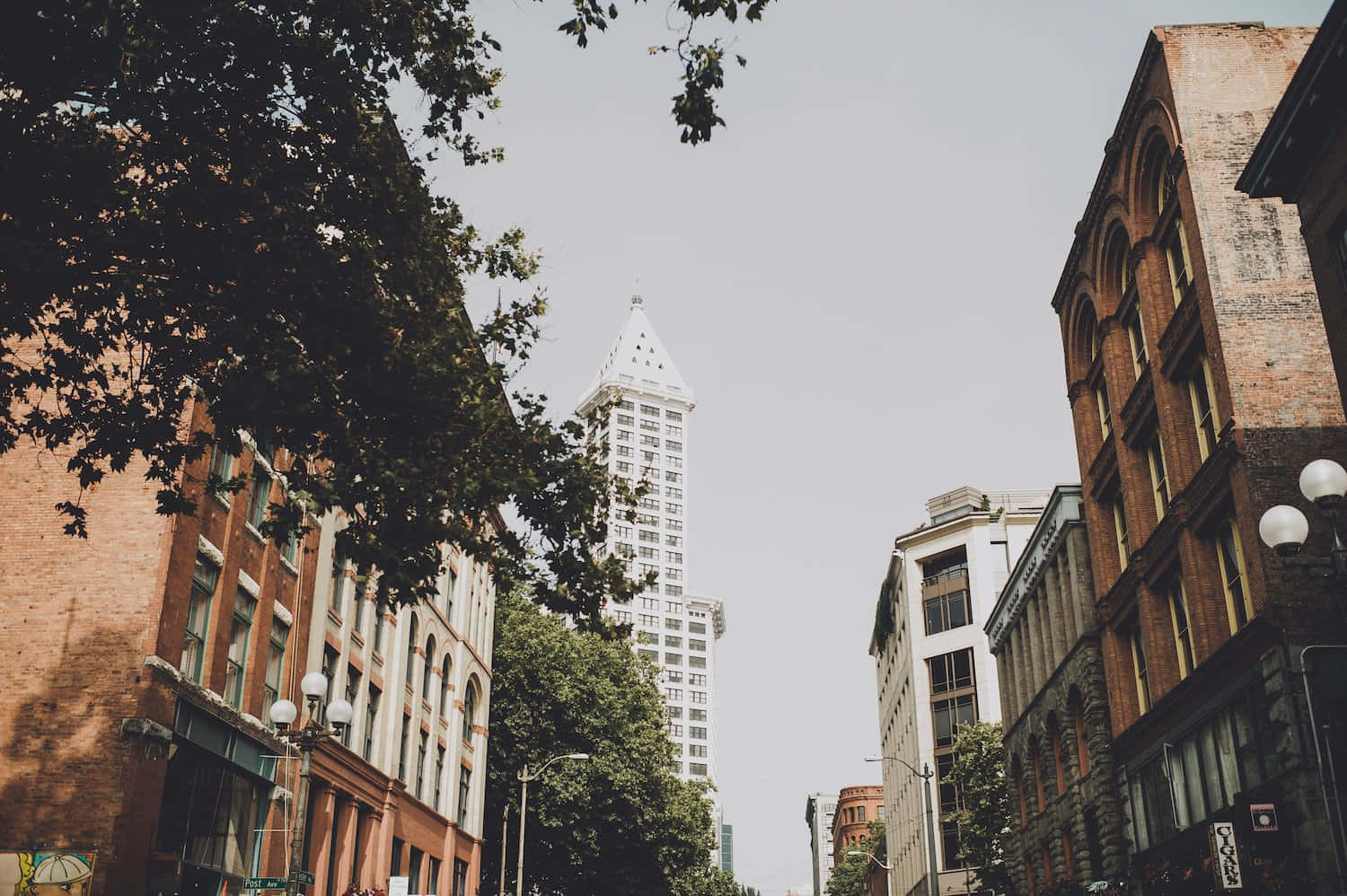 Pioneer Square Seattle Skyline Bakgrunnsbildet