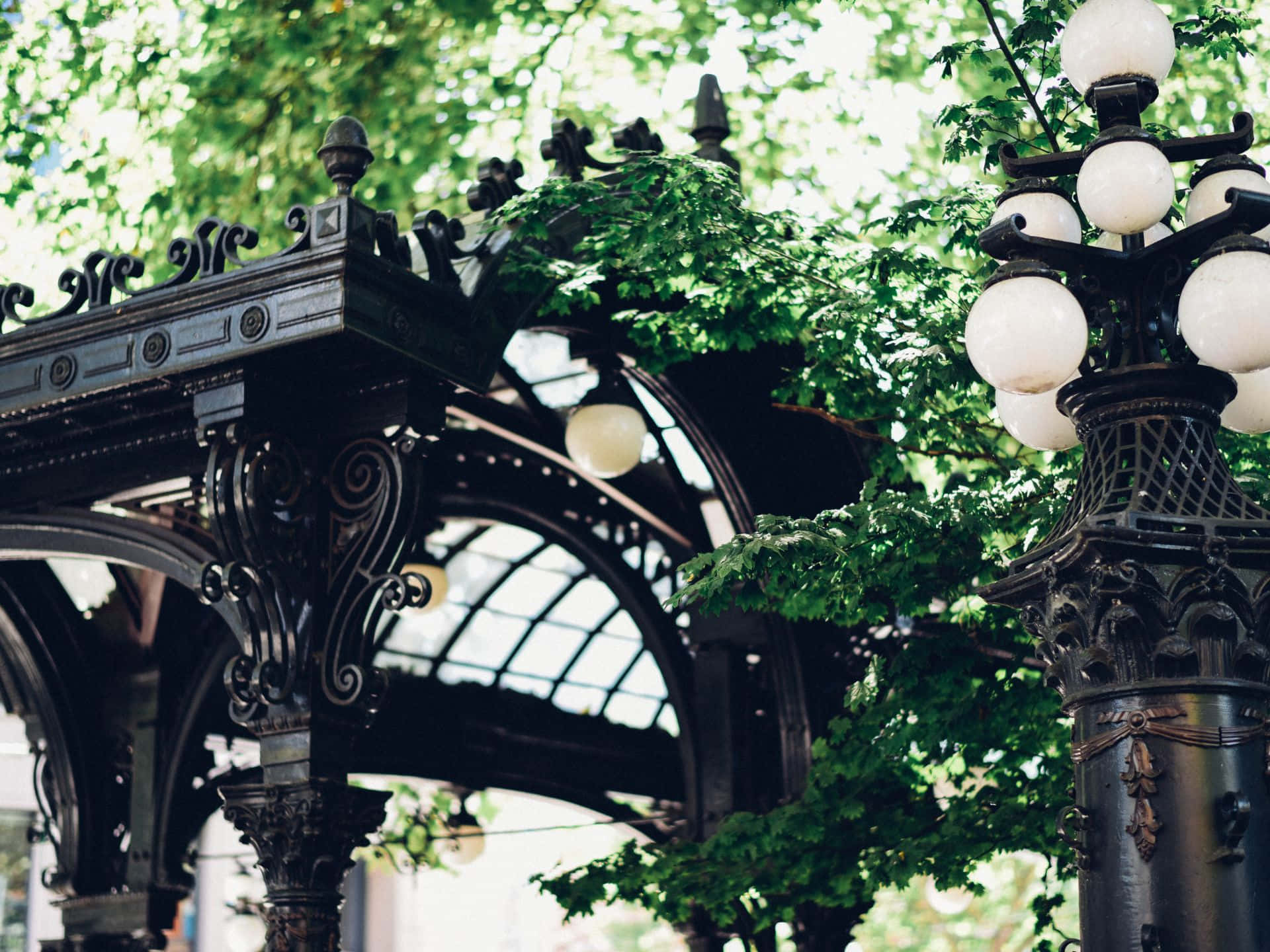 Pioneer Square Seattle Viktoriaaninen Pergola Taustakuva