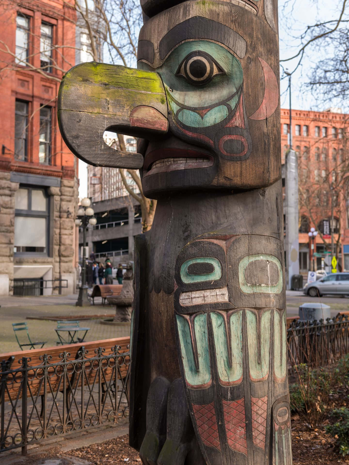 Pioneer Square Totem Pole Seattle Bakgrunnsbildet