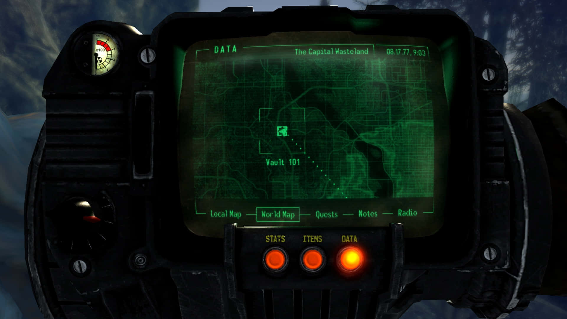 Pip Boy3000 Vault101 Kaart Achtergrond