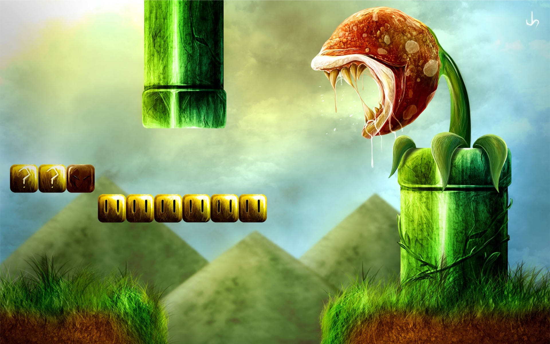 Piranha Plant Super Mario Video Game Series Wallpaper