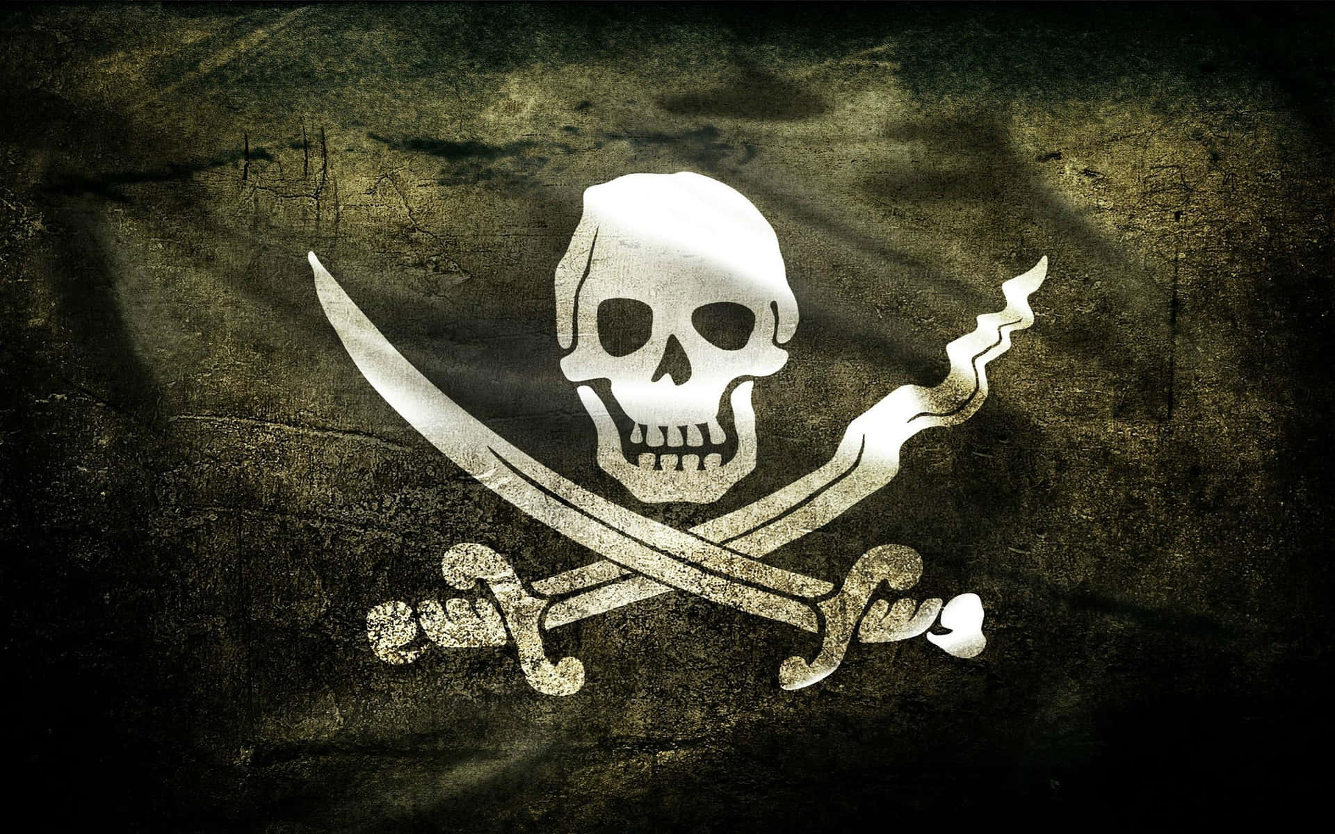 Enmodig Pirat Sejler Havene Med Flag Højt.