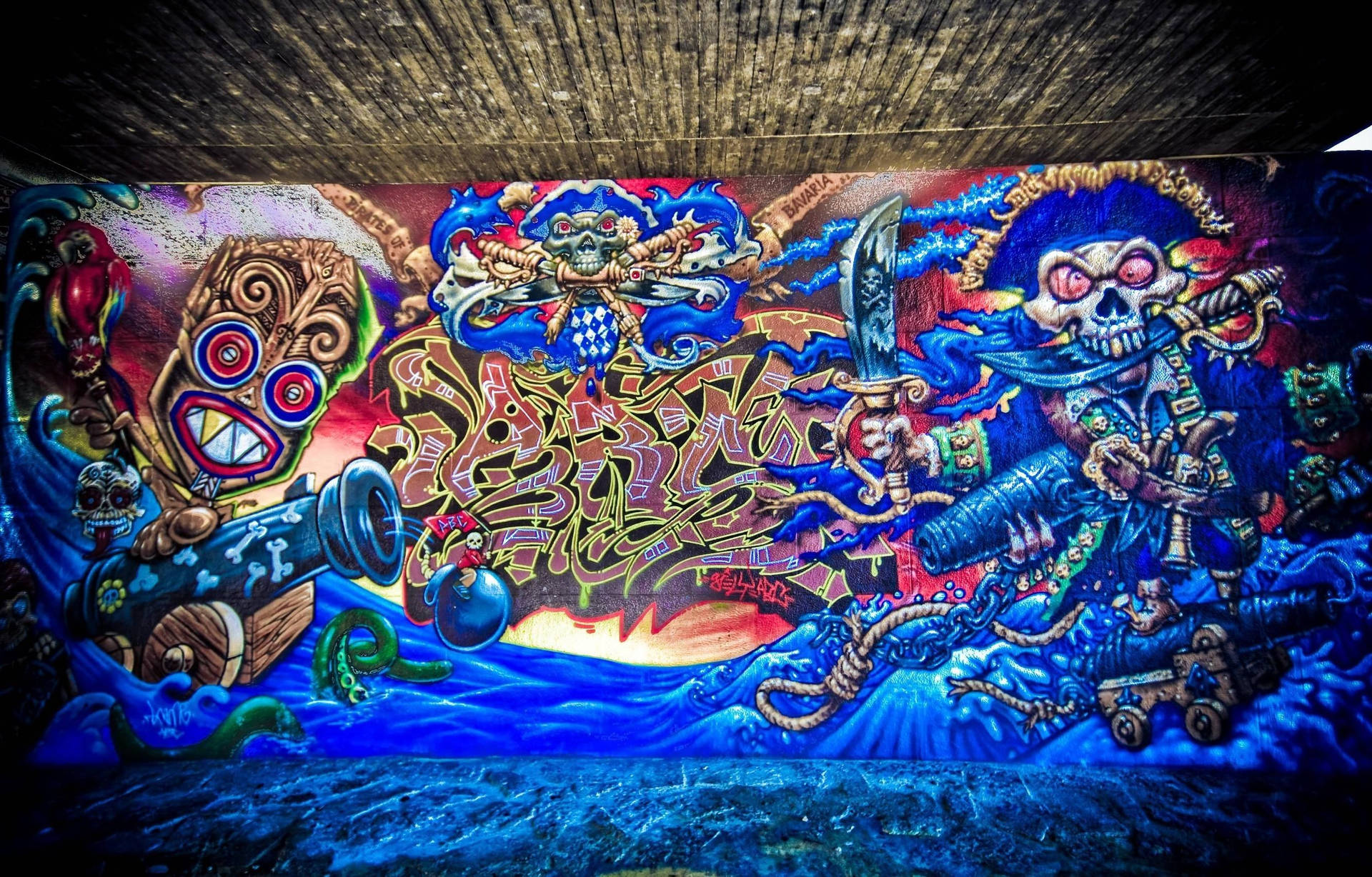 Pirate Battle Graffiti Laptop Wallpaper