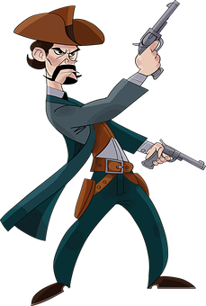 Pirate Cartoon Character With Pistols PNG