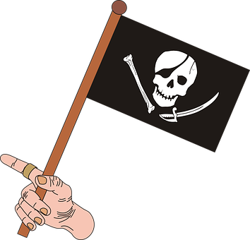 Pirate_ Flag_ Hand_ Holding_ Illustration PNG