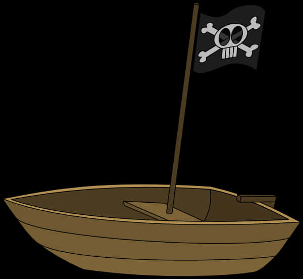 Pirate Flag Rowboat Illustration PNG