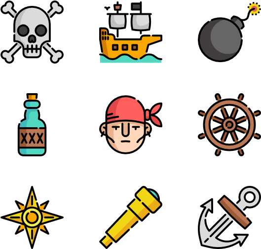 Pirate Icons Set PNG