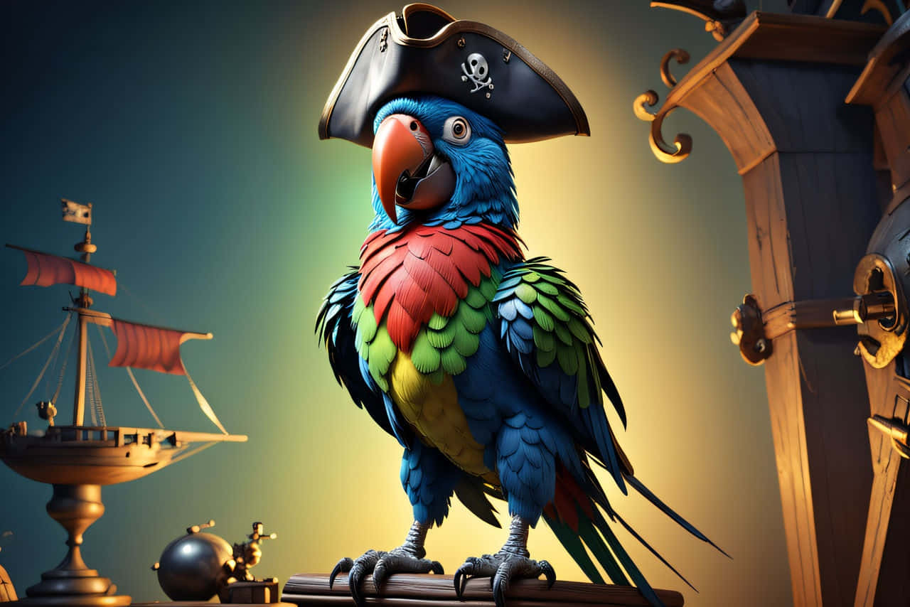 Pirate Parrot Kaptein Eventyr Bakgrunnsbildet