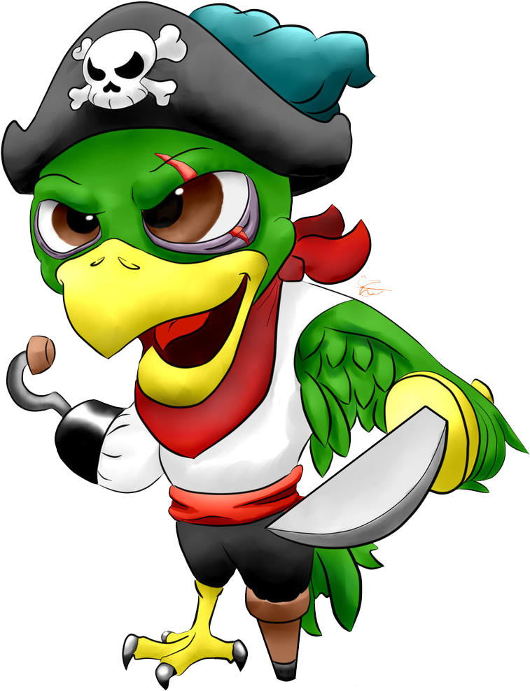 Pirate Parrot Cartoon Character PNG