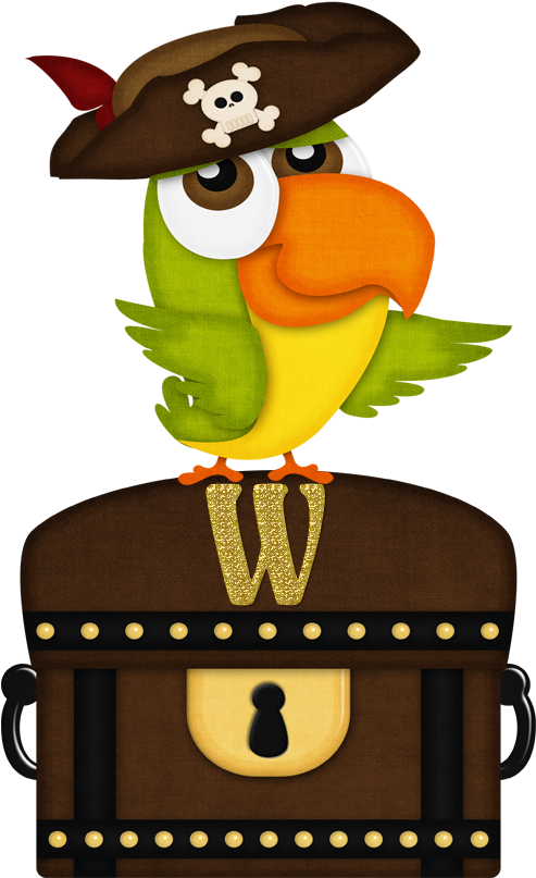 Pirate Parrotwith Treasure Chest PNG