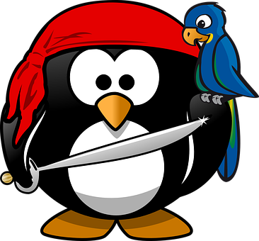 Pirate Penguinwith Parrot Friend PNG