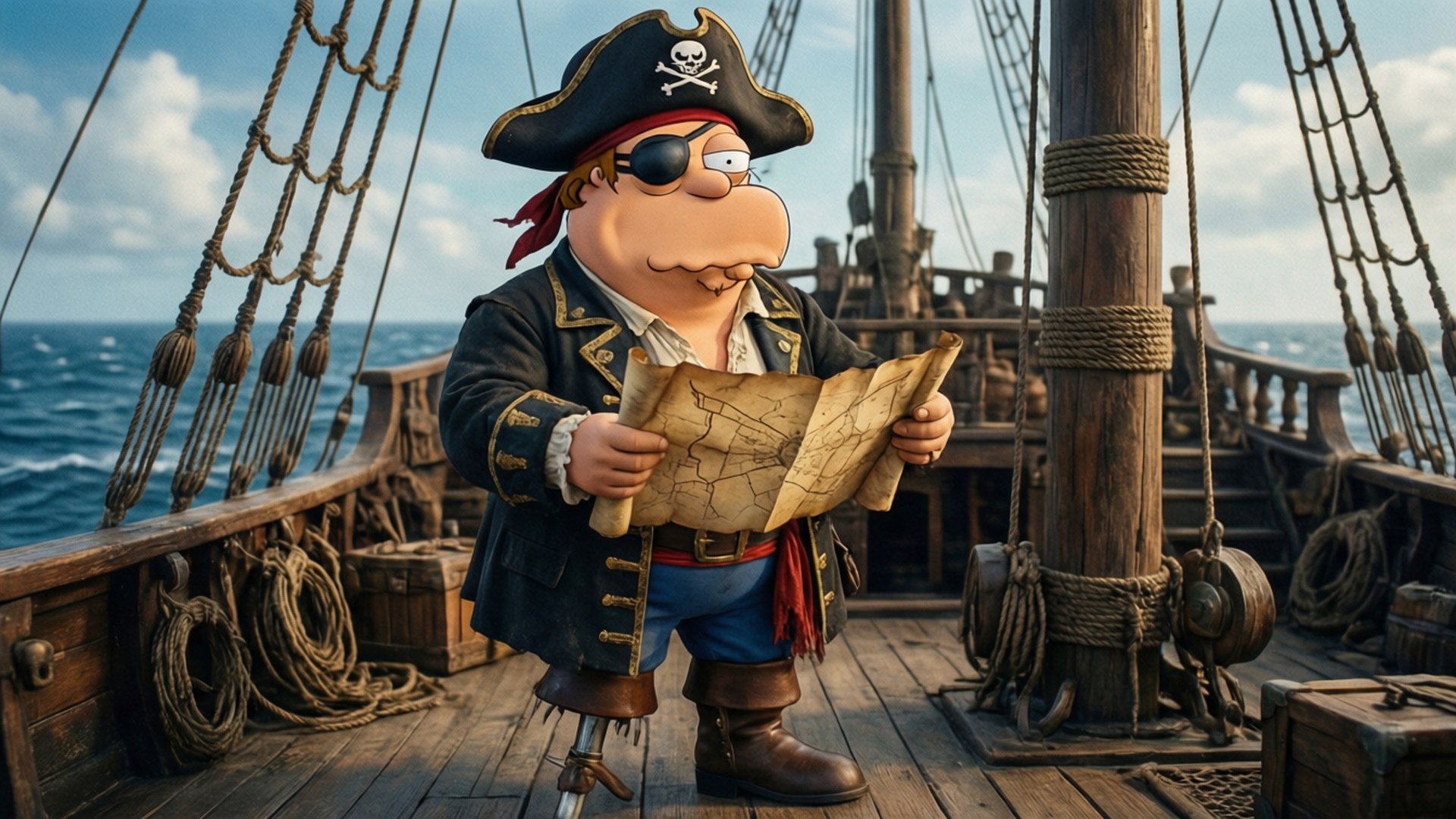 Peter Griffin som pirat på skattejakt