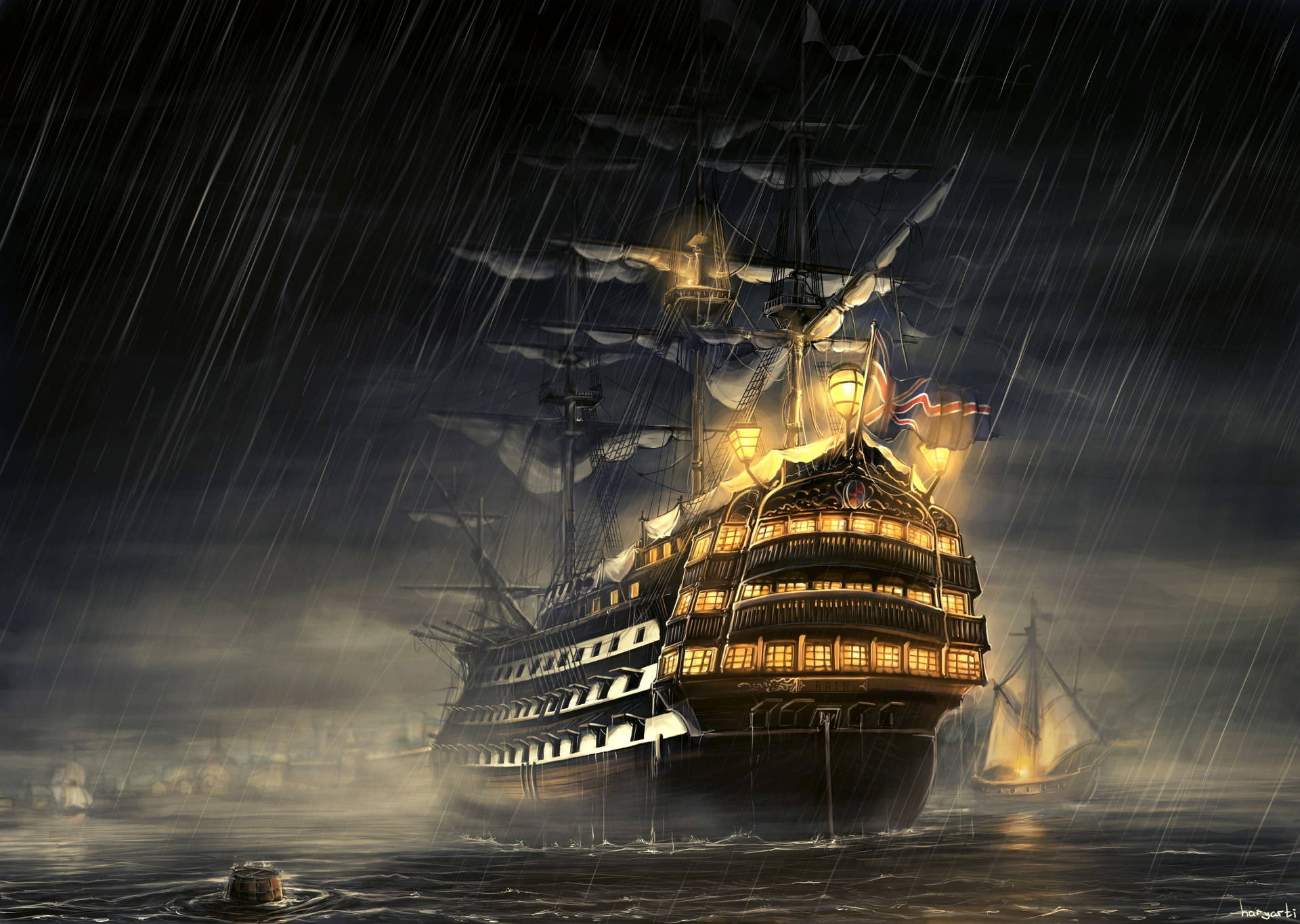 Pirate Sailing Ship Art Wallpaper