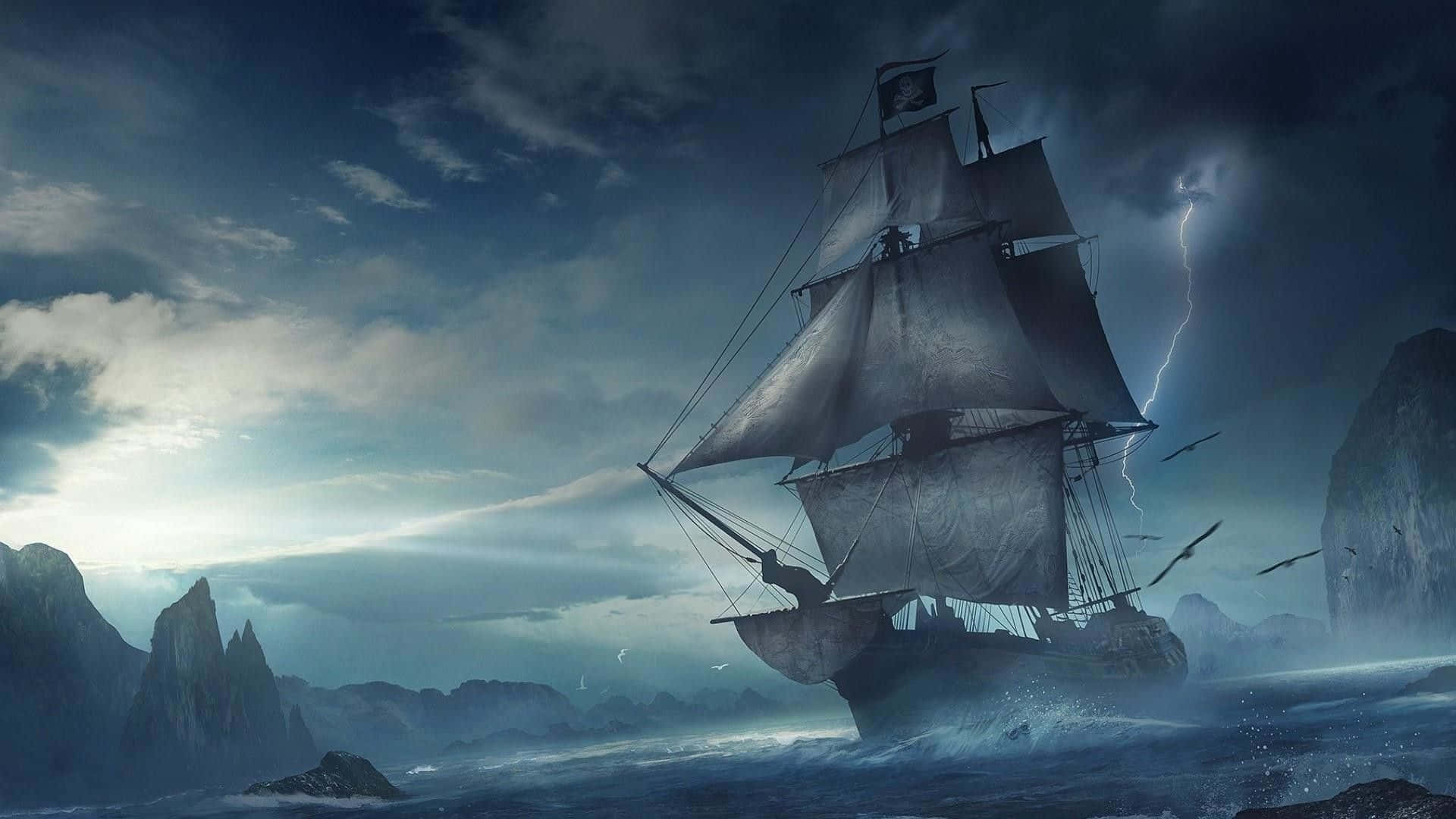Majestic Pirate Ship Sailing the High Seas