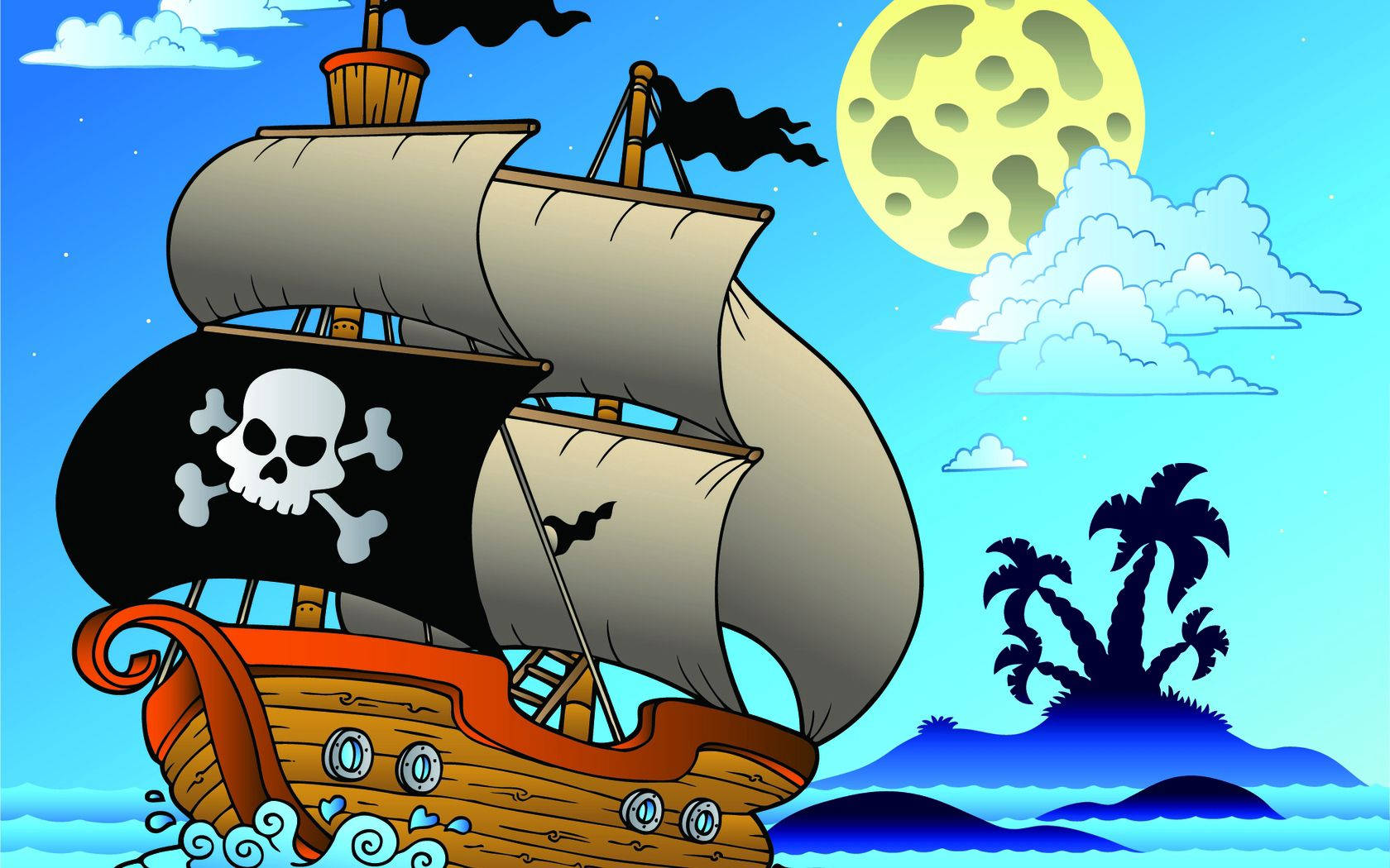 Ahoy! A classic pirateship sails the high seas. Wallpaper