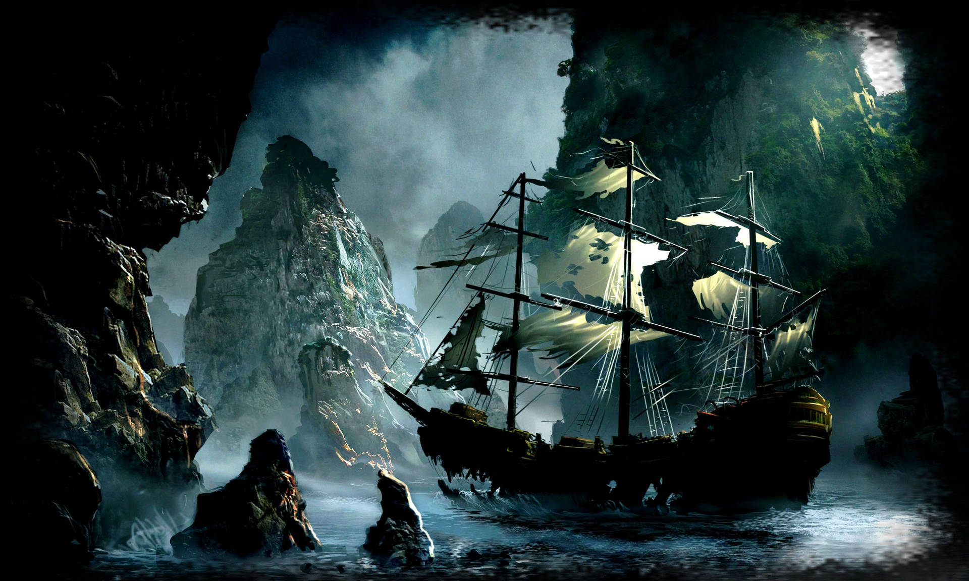 Pirate Ship In Island