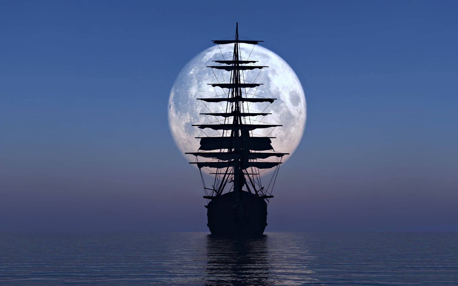 Piratenschiffsilhouette Lila Himmel. Wallpaper