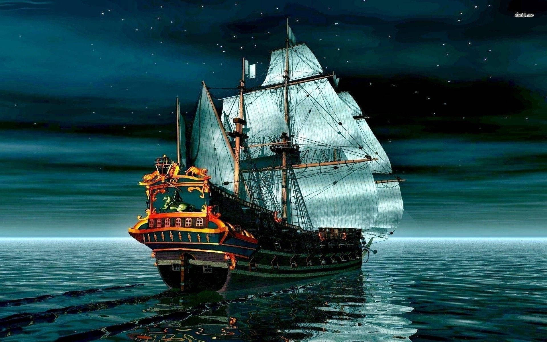 Pirate Ship Starry Sky Wallpaper
