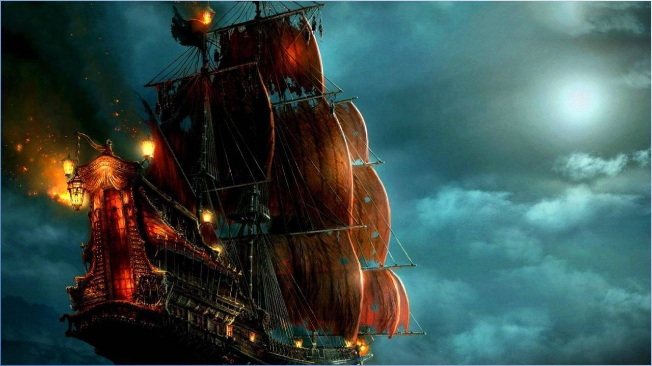 Pirate Ship Under Moon