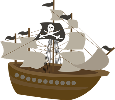 Pirate Ship Vector Illustration PNG