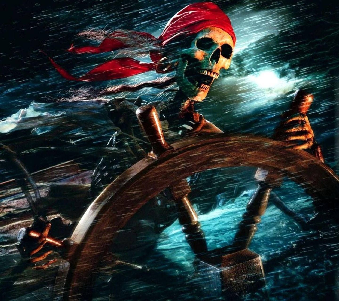 Pirate Skeleton In The Storm Wallpaper