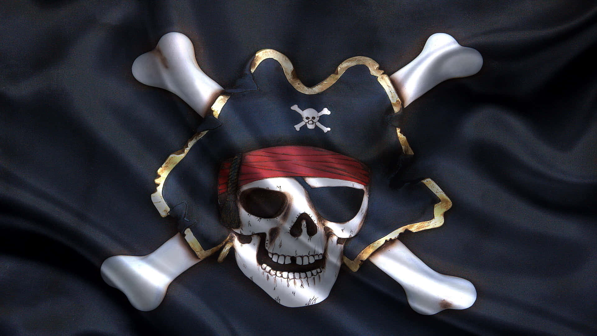 Drapeau Pirate Avec Crâne Et Os Croisés Fond d'écran