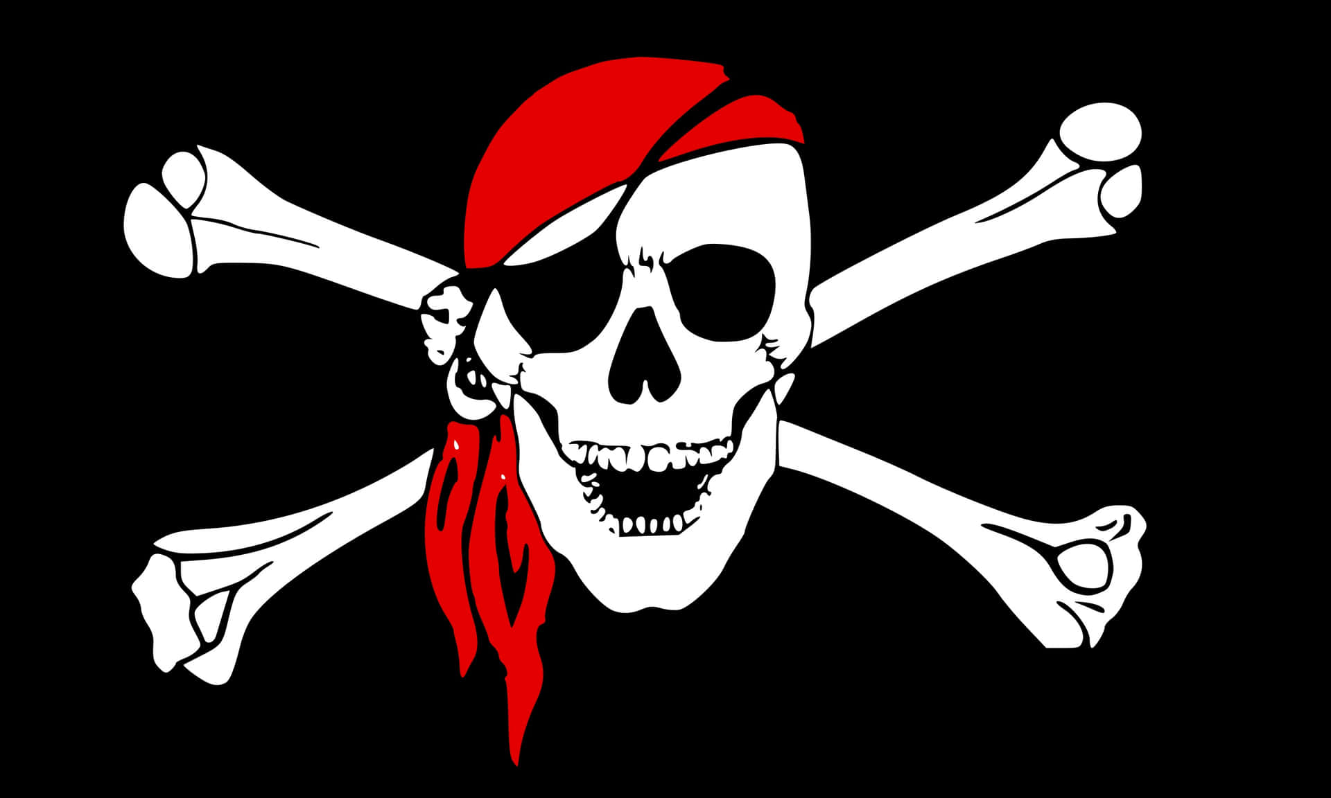 Crâne Pirate Avec Os Croisés Et Bandana Rouge Fond d'écran