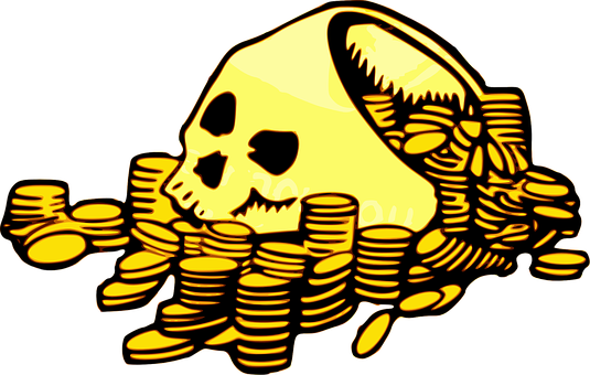 Pirate Skulland Gold Coins Illustration PNG