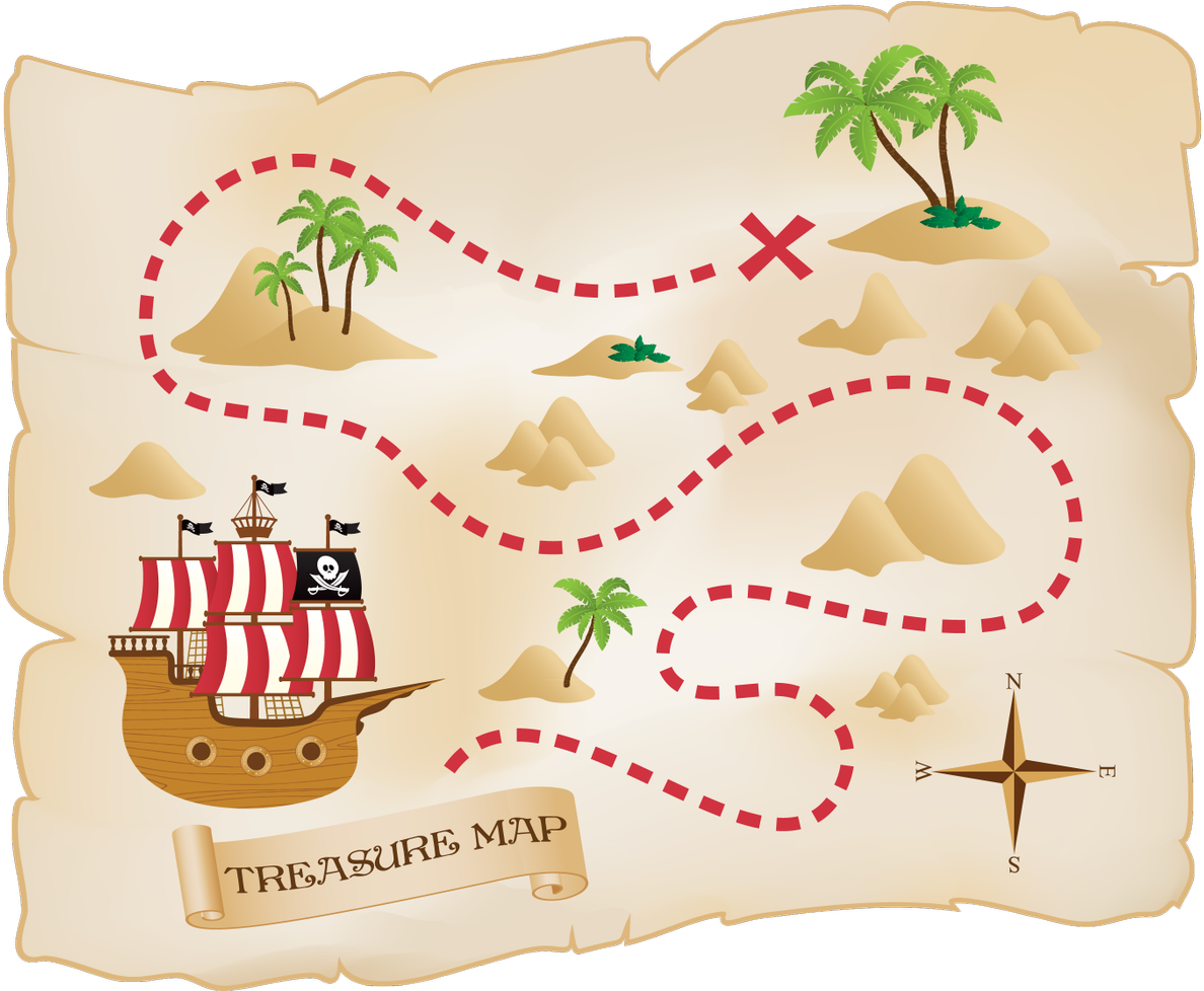 Pirate Treasure Map Illustration PNG