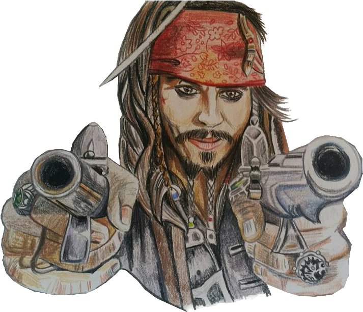 Pirate With Guns Sketch PNG