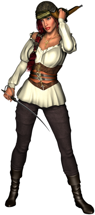 Pirate Woman Character Pose PNG