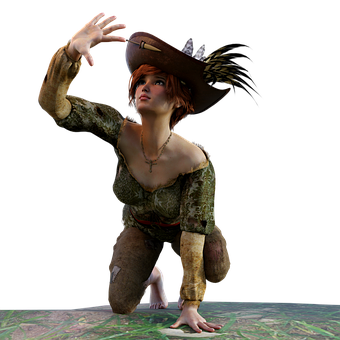 Pirate Woman Reaching Out PNG