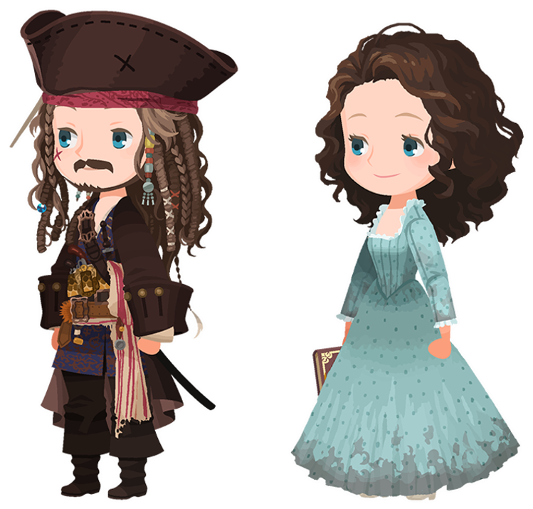 Pirateand Lady Cartoon Characters PNG