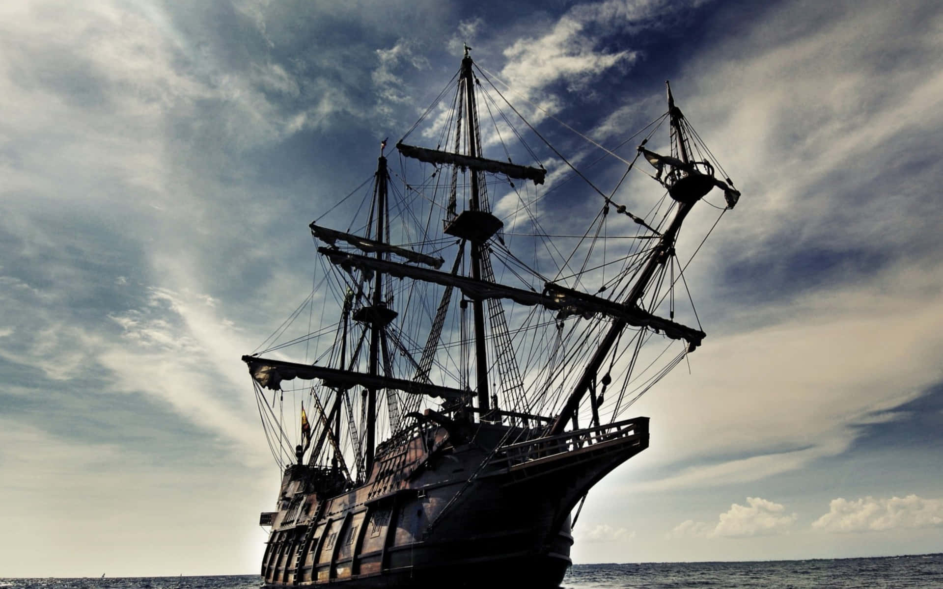 Captain Jack Sparrow and the Black Pearl sailing the Caribbean seas