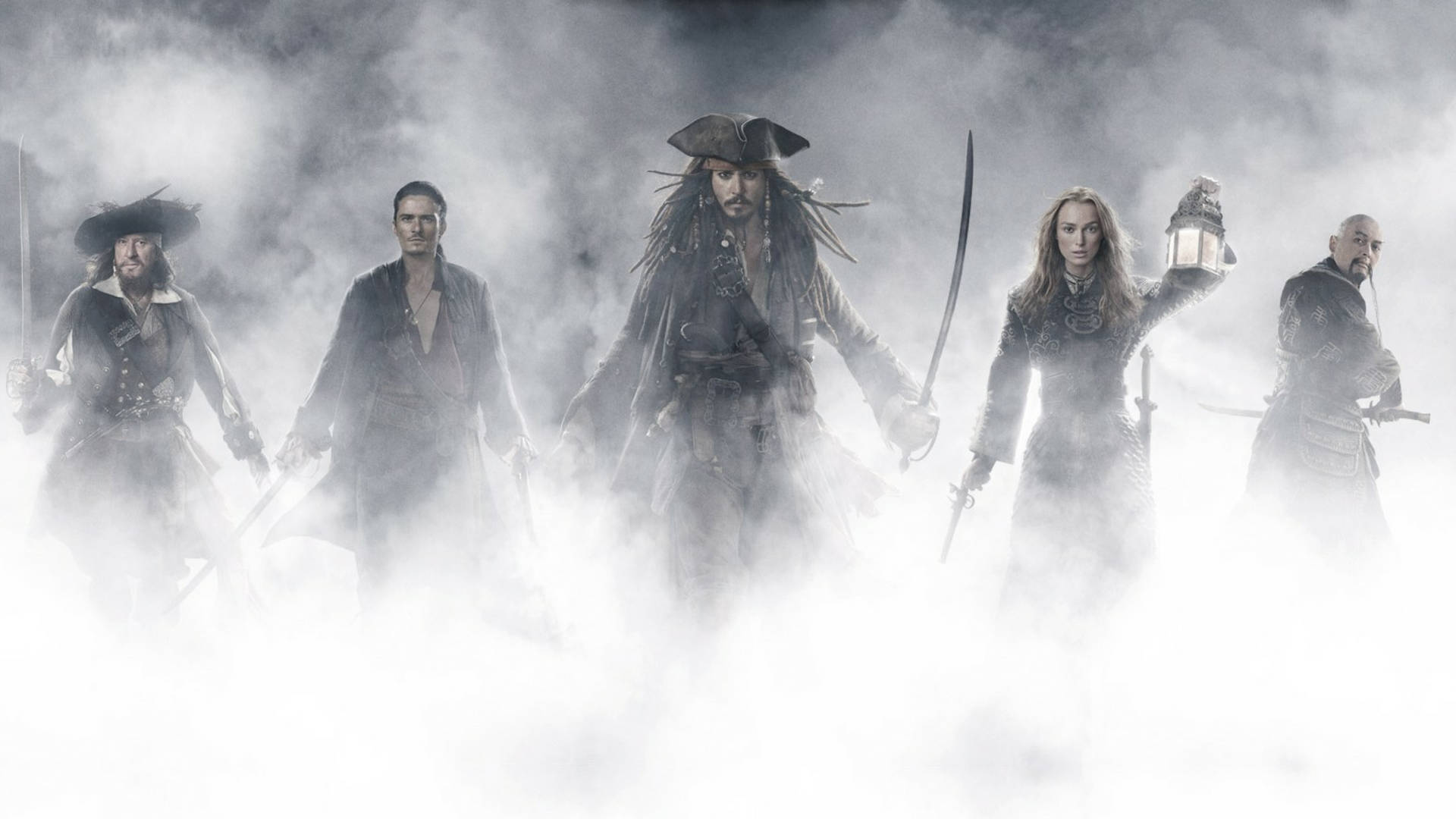 Caption: Iconic Pirates of the Caribbean Cast Wallpaper