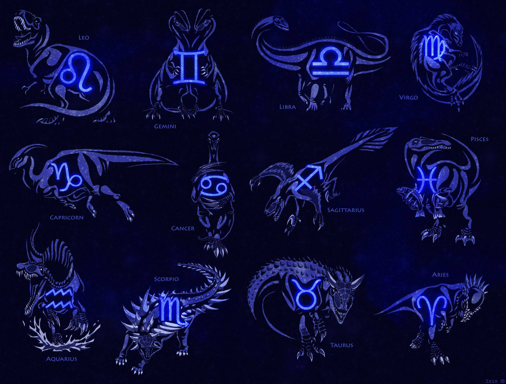 Pisces And Other Zodiac Symbols Wallpaper
