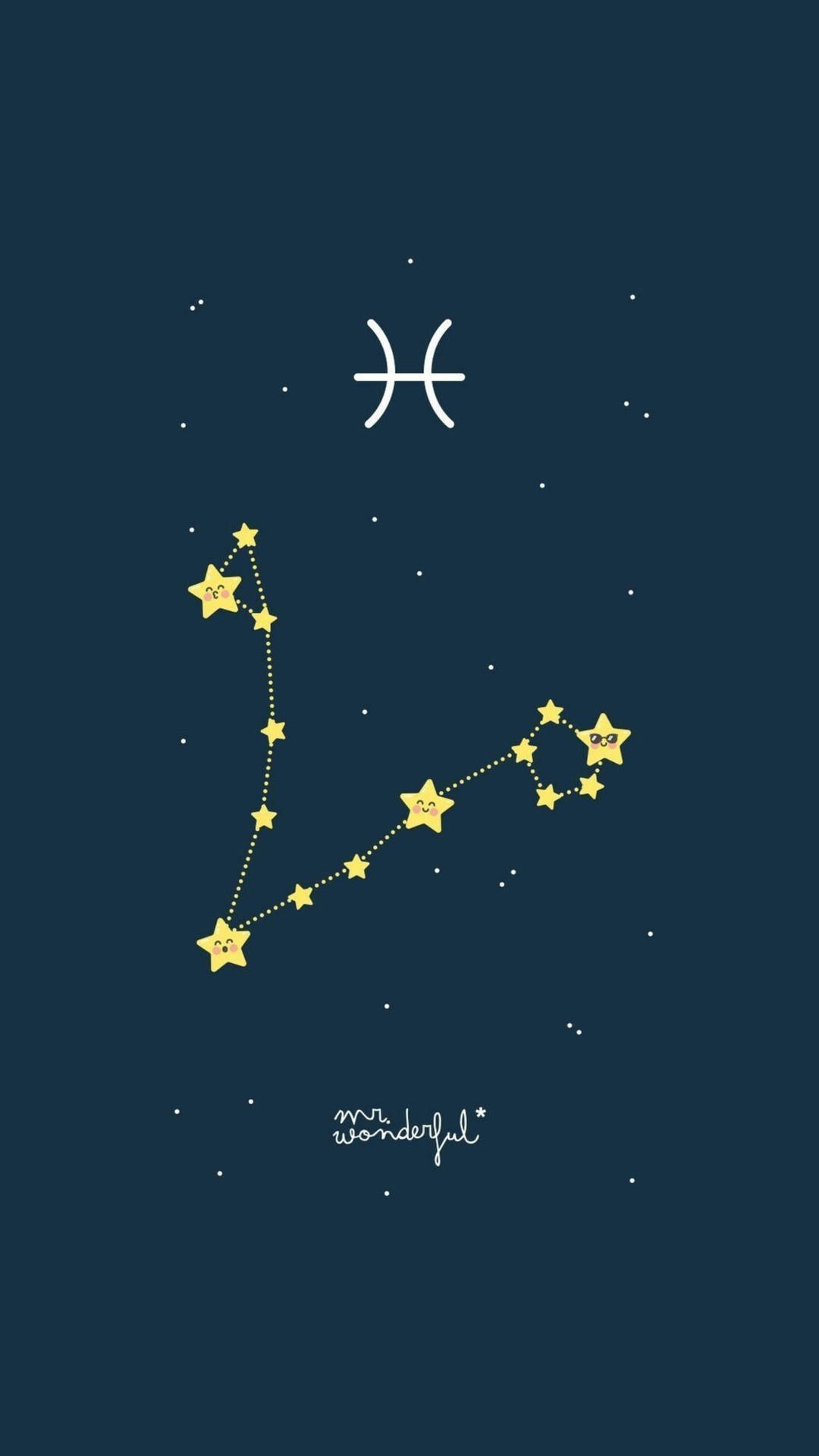 Caption: Vibrant Cartoon Illustration of Pisces Constellation in the Starry Night Sky Wallpaper