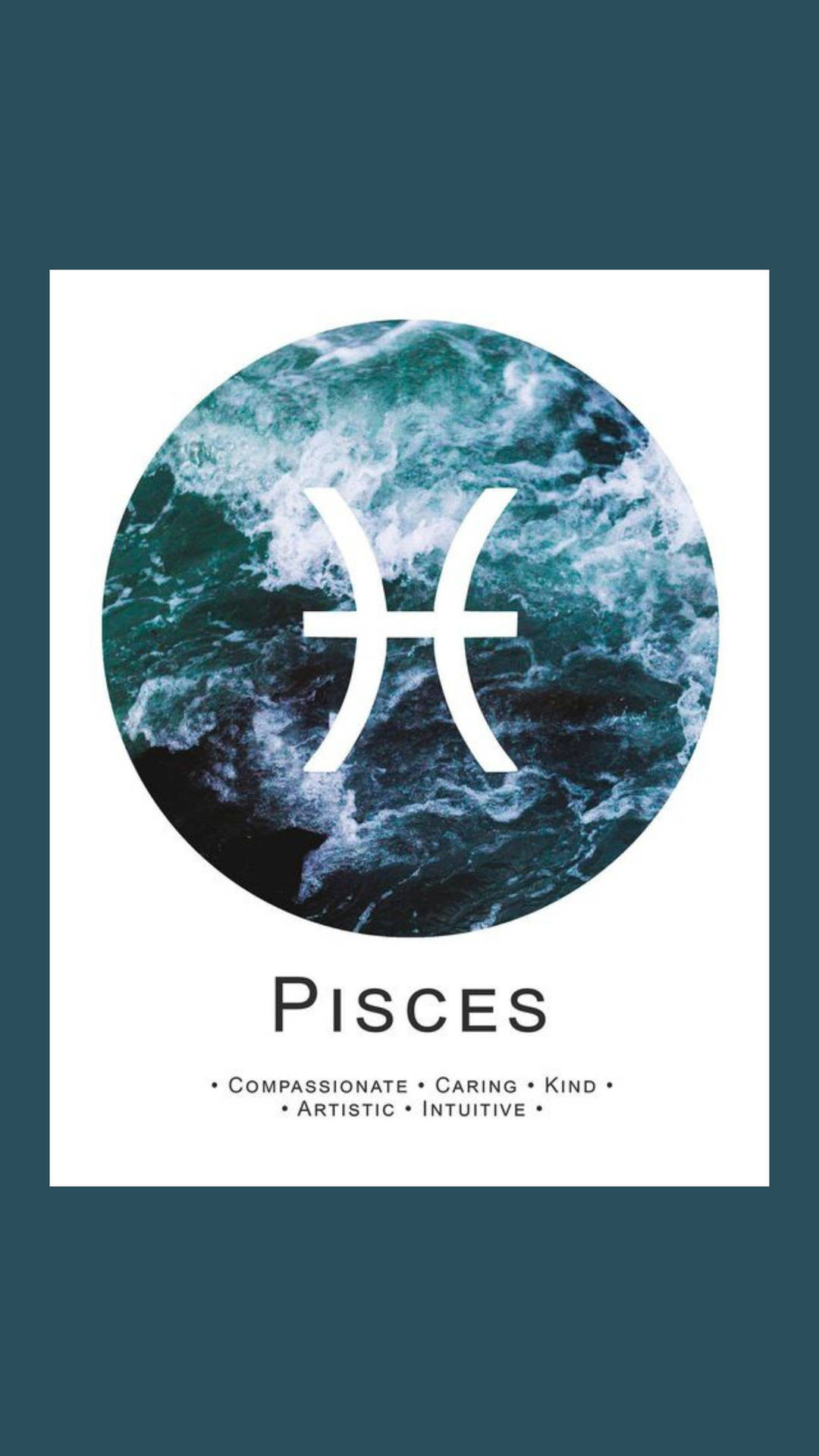Pisces Ocean Symbol And Text Wallpaper