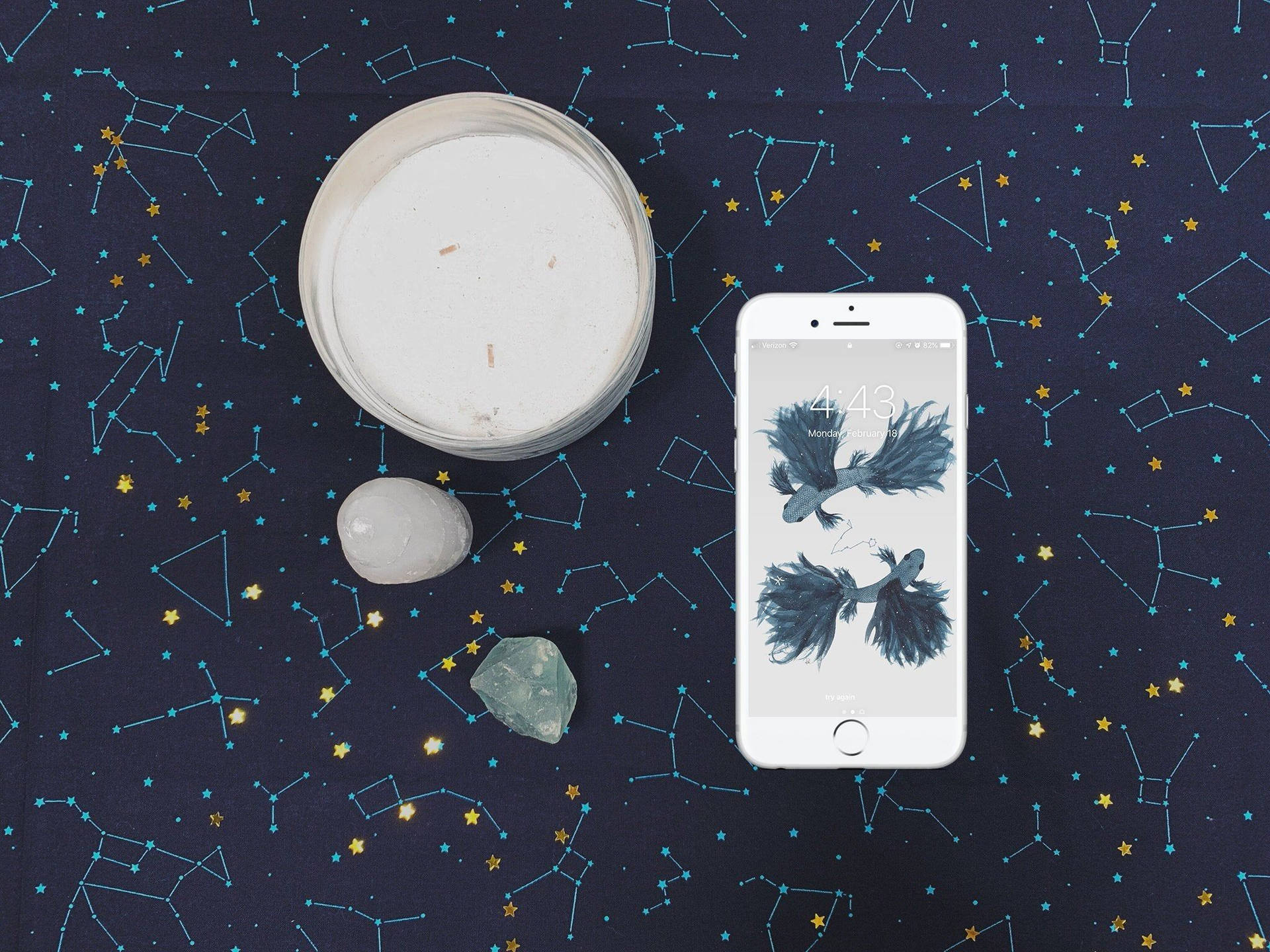 Pisces Phone And Stone Aesthetic Wallpaper
