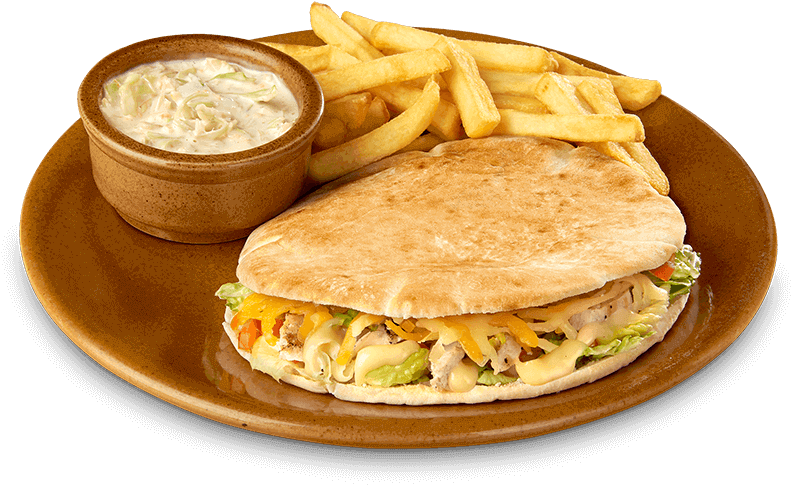 Pita Sandwich Mealwith Friesand Coleslaw PNG