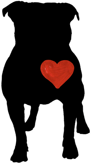 Pitbull Silhouettewith Heart PNG