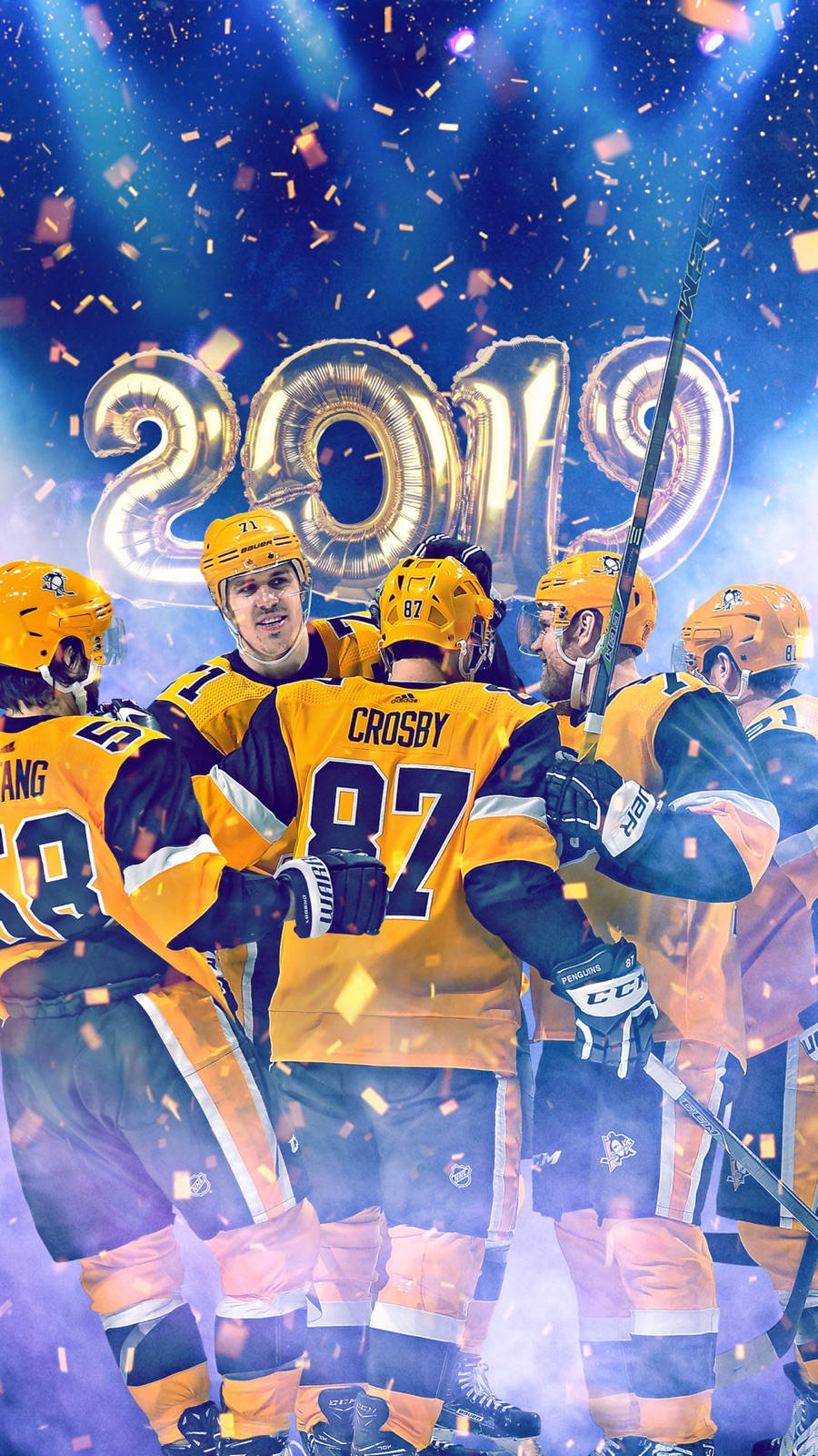 Pittsburgh Penguins 2019 fejring-baggrund: Fejr Pittsburgh Penguins' 2019 sejr med denne festlige baggrund. Wallpaper