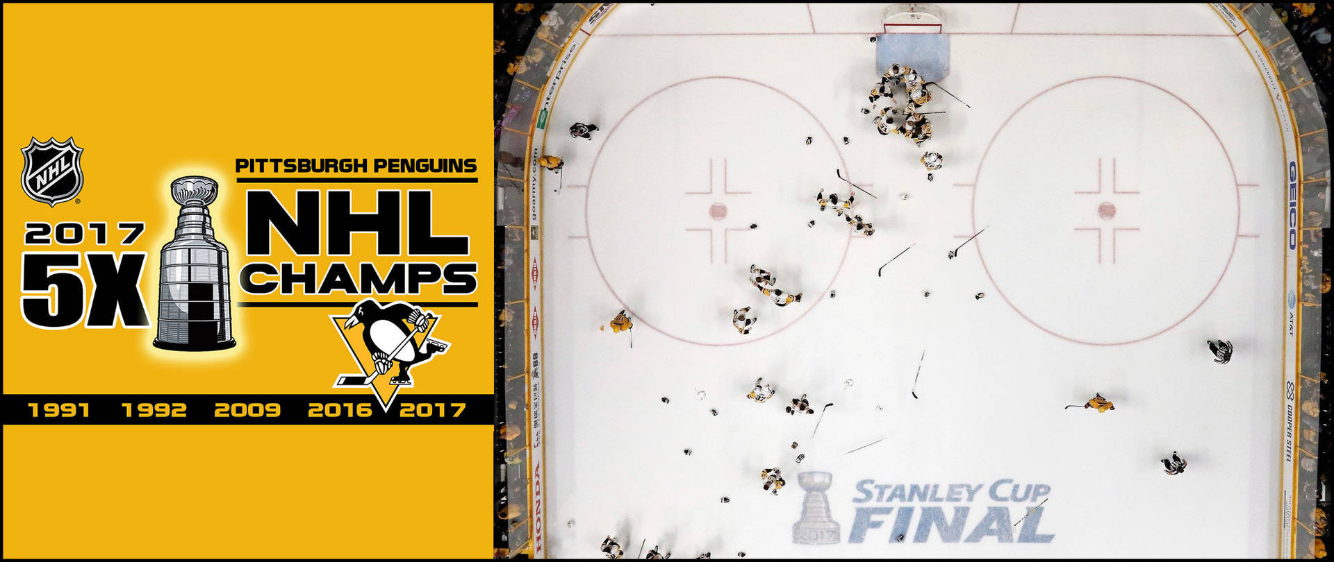 Pittsburgh Penguins 5x NHL Champions Wallpaper
