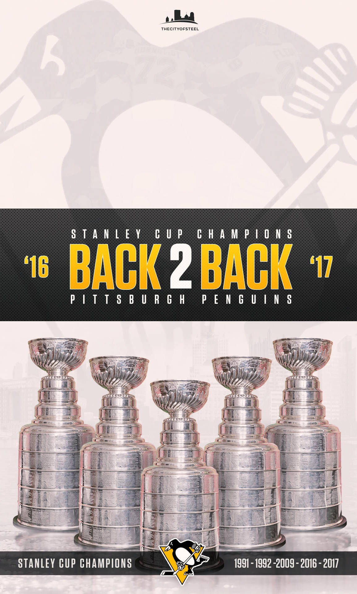 Pittsburghpenguins Rücken An Rücken Poster Wallpaper