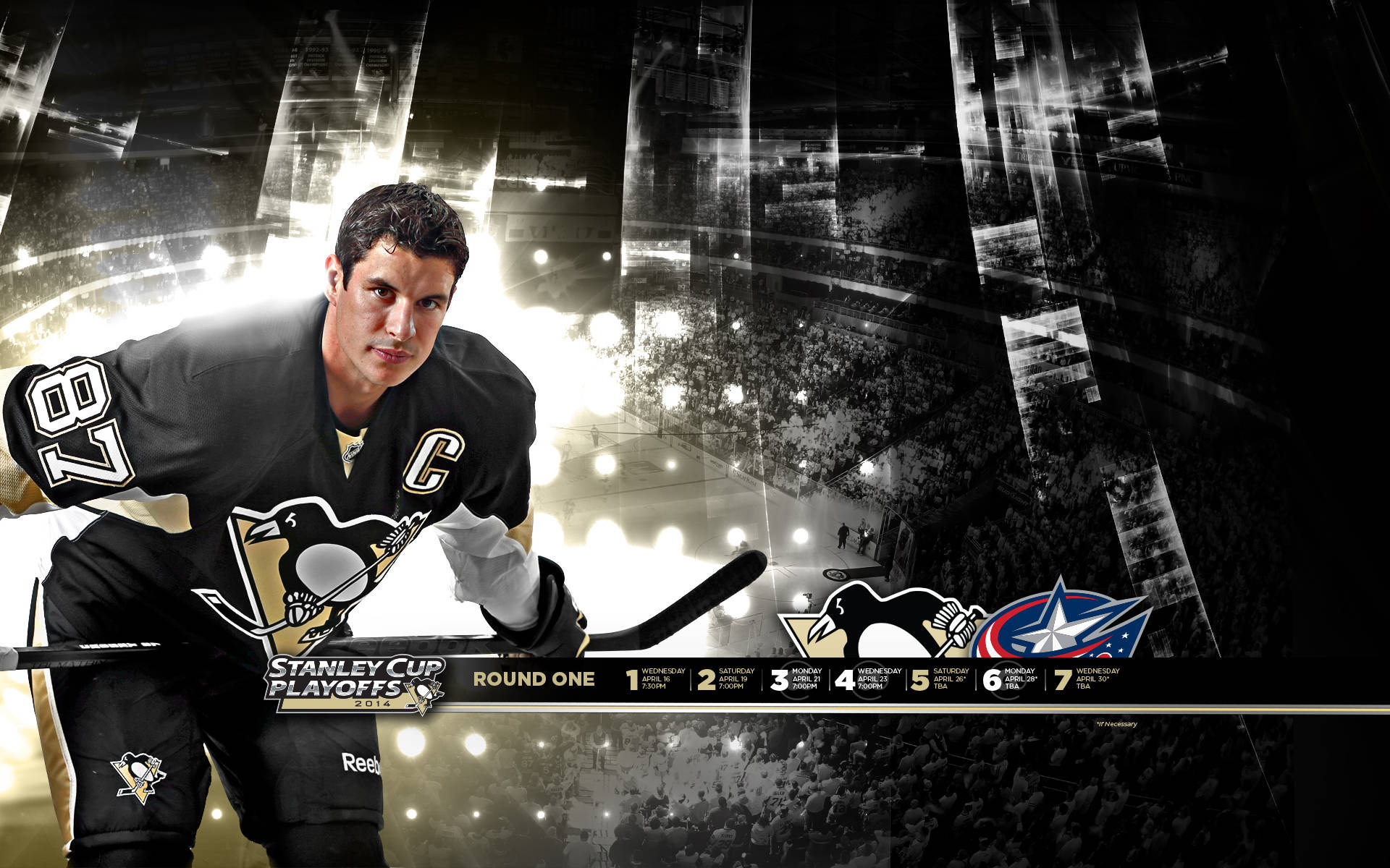 Pittsburgh Penguins-spiller Crosby på isen flyvende Wallpaper