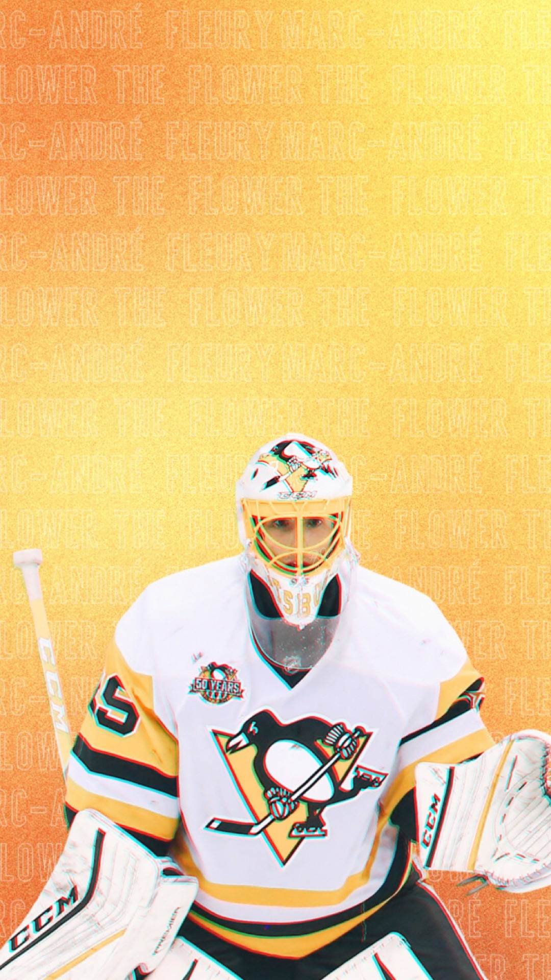 Pittsburgh Penguins spiller Marc Andre Fleury vises på denne tapet. Wallpaper
