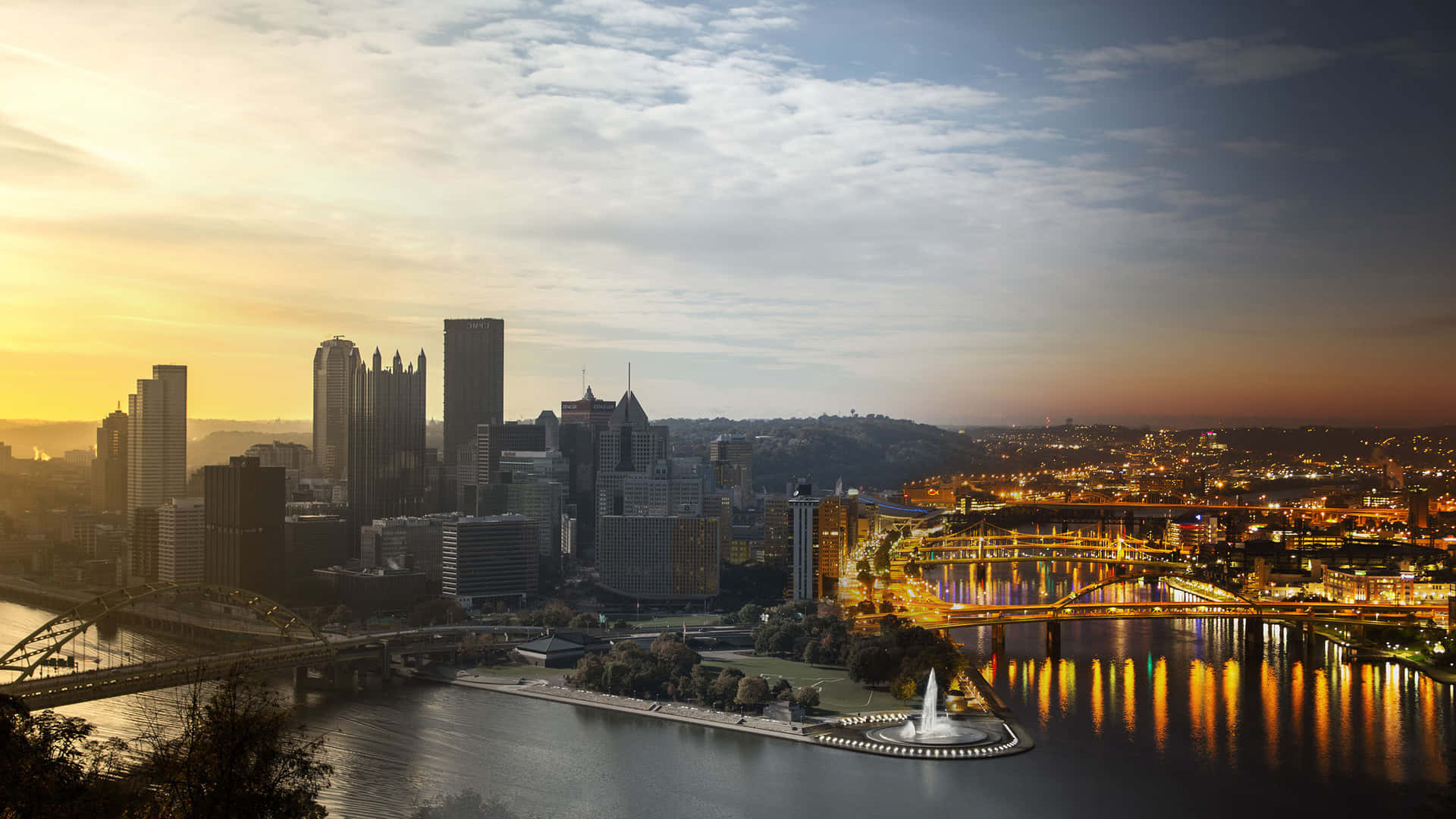 Pittsburgh Skyline Dusk Wallpaper